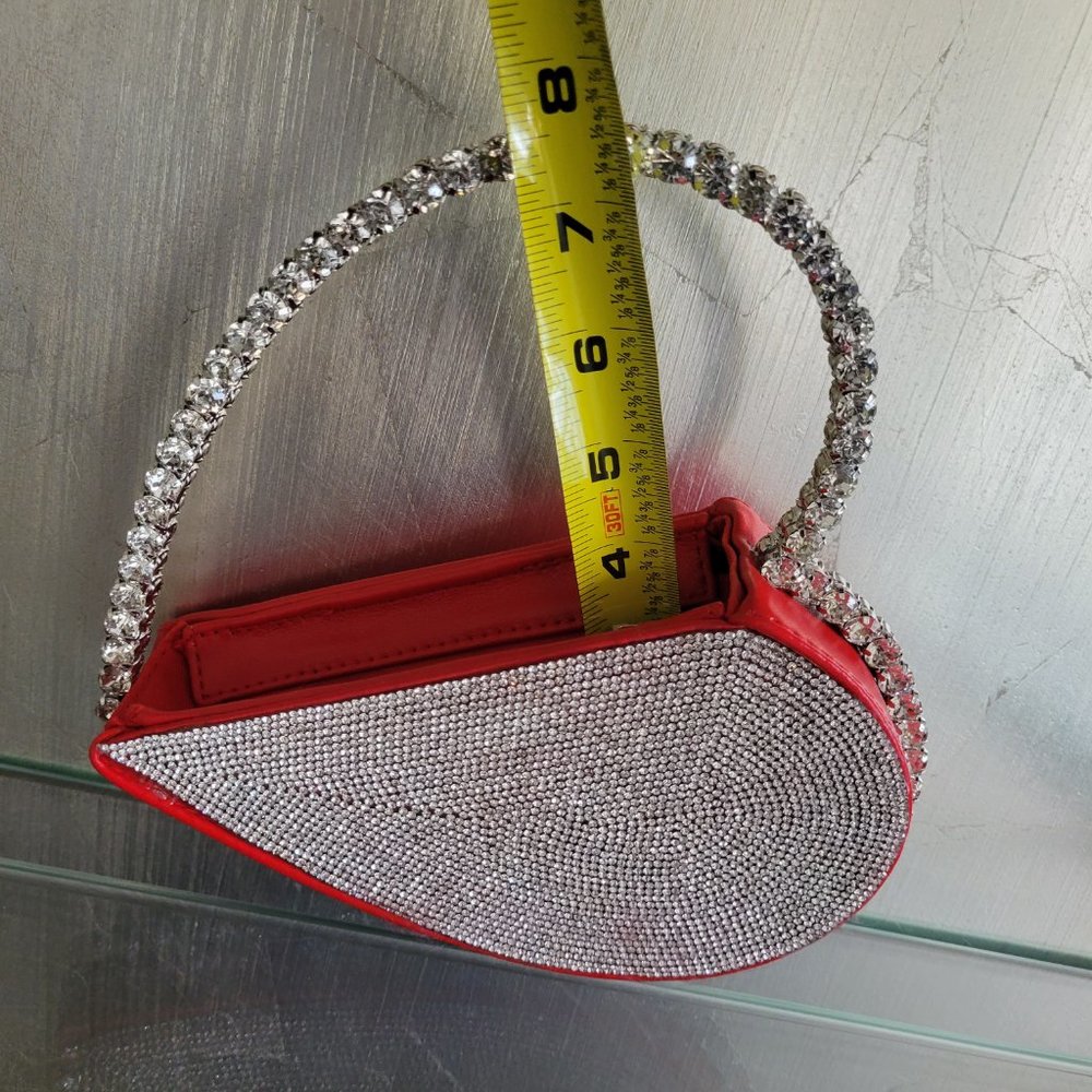 Small Red Heart Purse with Silver Rhinestones - Picture 2 of 7